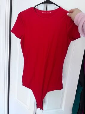 Abercrombie Red Short-Sleeve One-Piece Bodysuit Size M TALL